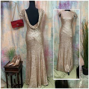 Sorella Vita Champagne Gold Sequin Formal - Prom - Wedding, bridesmaid, pageant